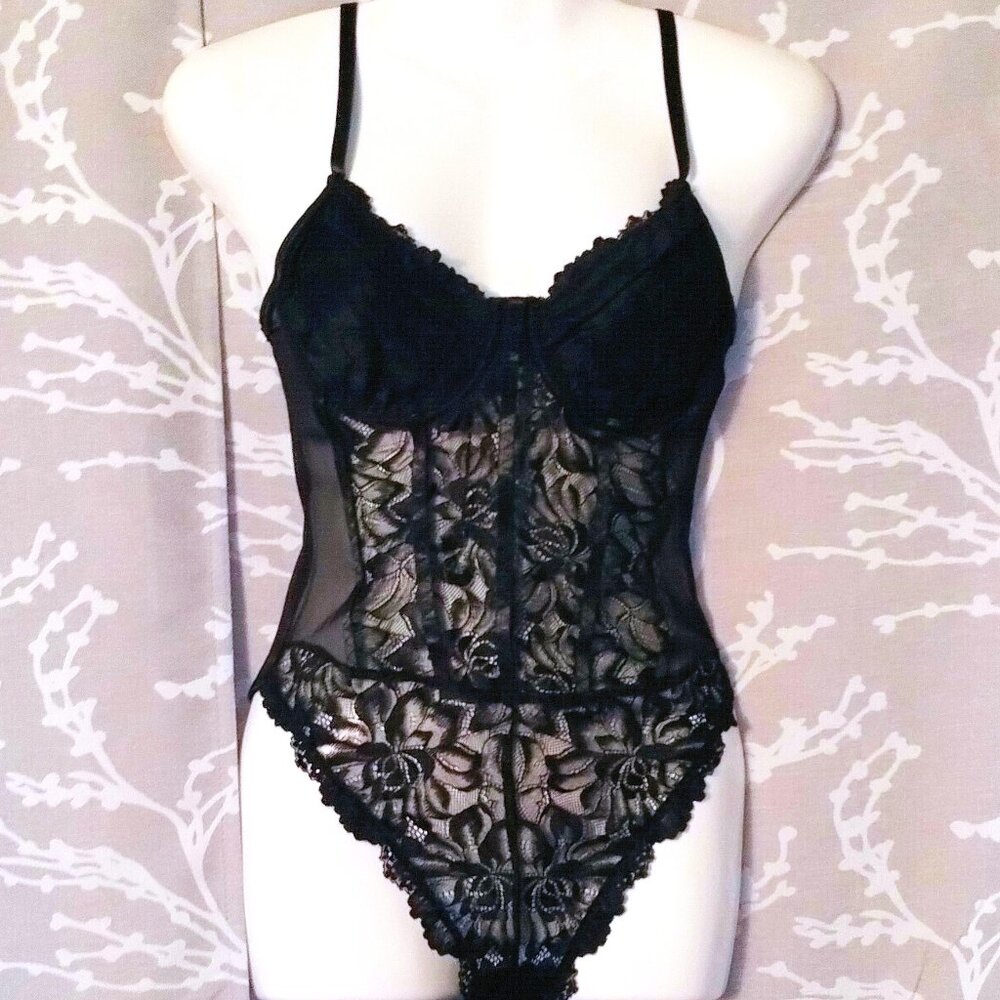 Lace and Sheer (S) Teddy Lingerie Bodysuit - NWOT